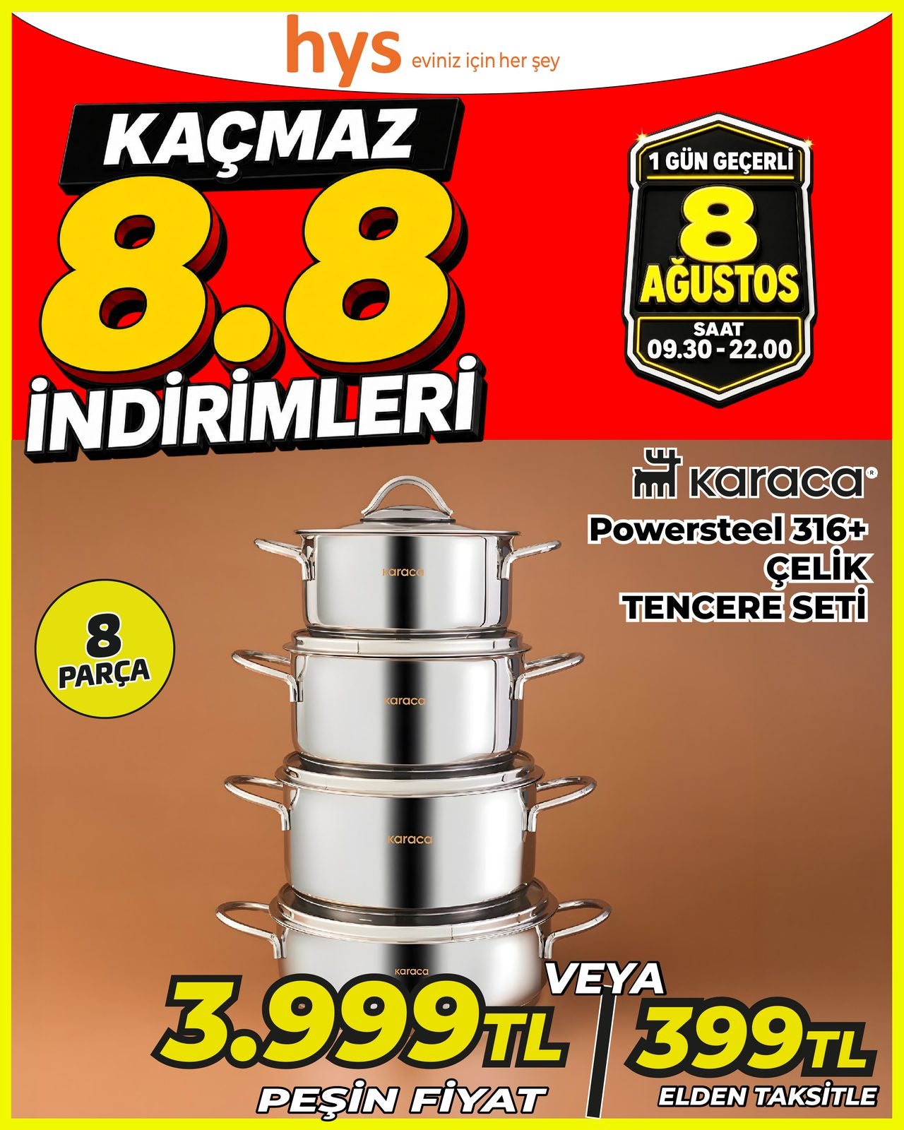 Karaca Powersteel 316 Çelik Tencere Seti 8 Parça