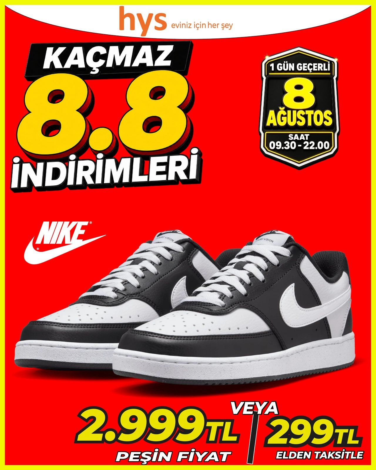 Nike Siyah Beyaz Spor Ayakkabı Ürün ana görseli
