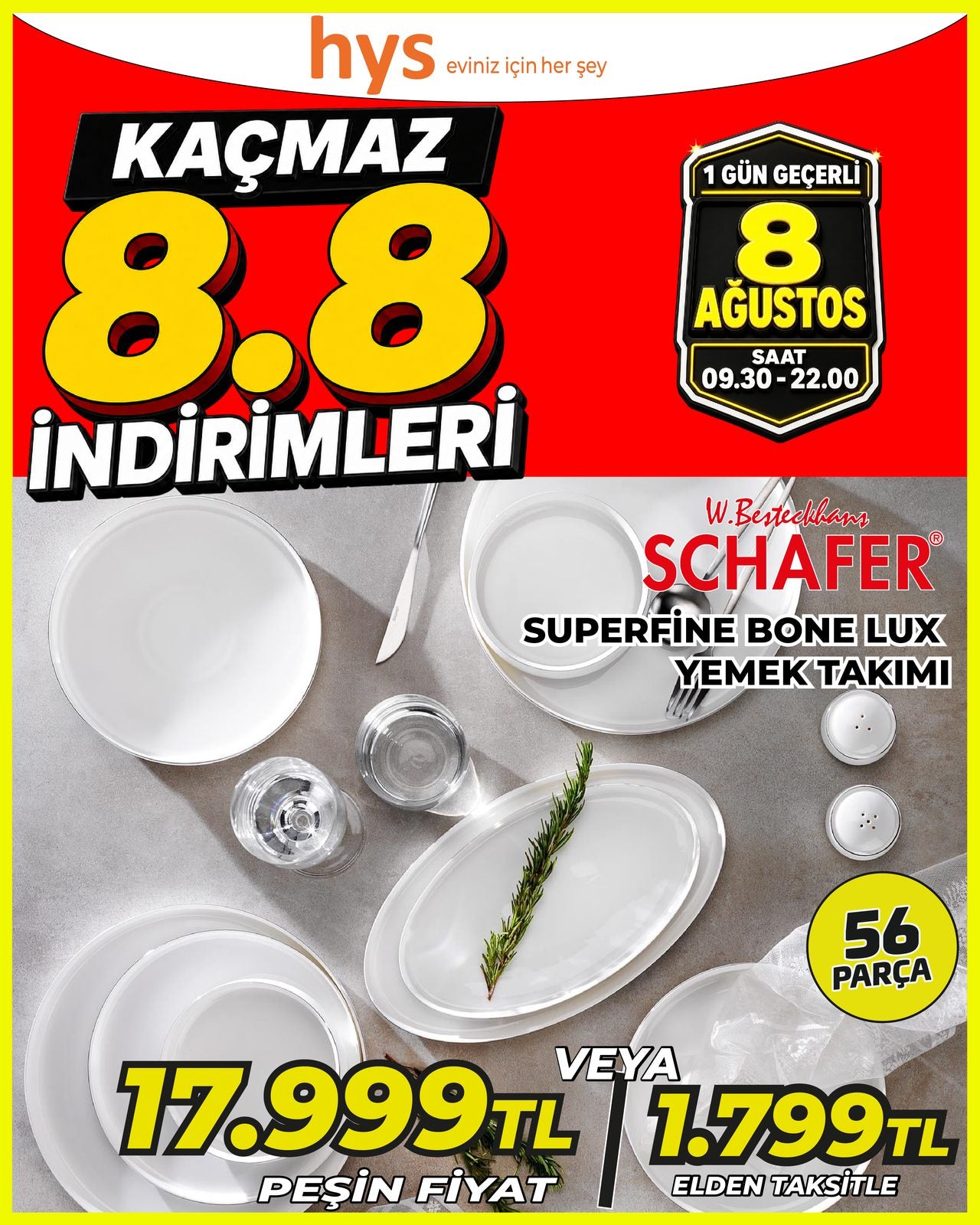 Schaffer Superfine Bone Lux Yemek Takımı 56 Parça Ürün ana görseli