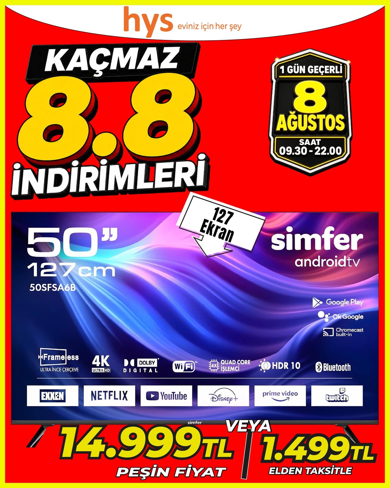Simfer 50 İnç Android TV Ürün ana görseli