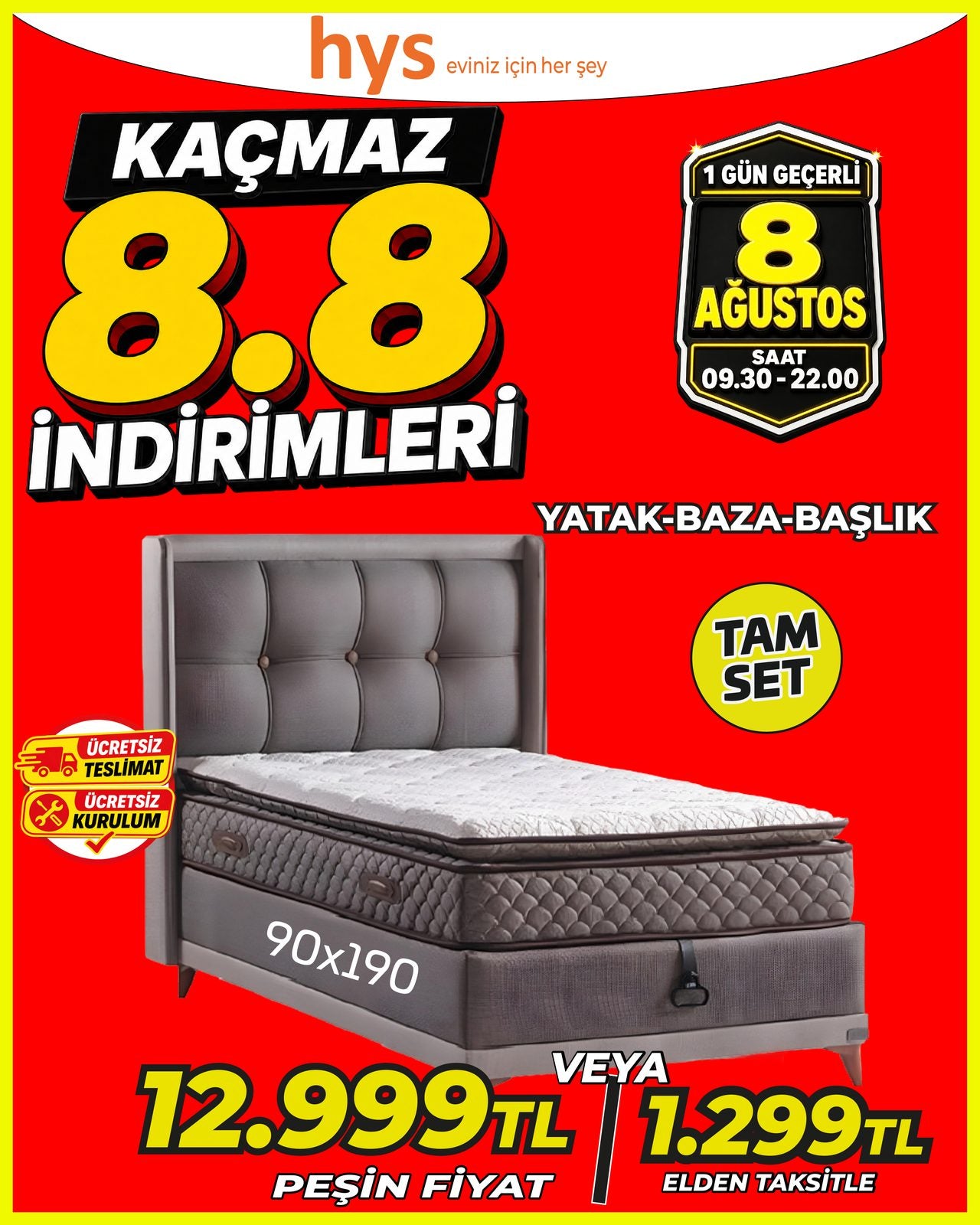 Yatak Baza Başlık 90x190 Ürün ana görseli