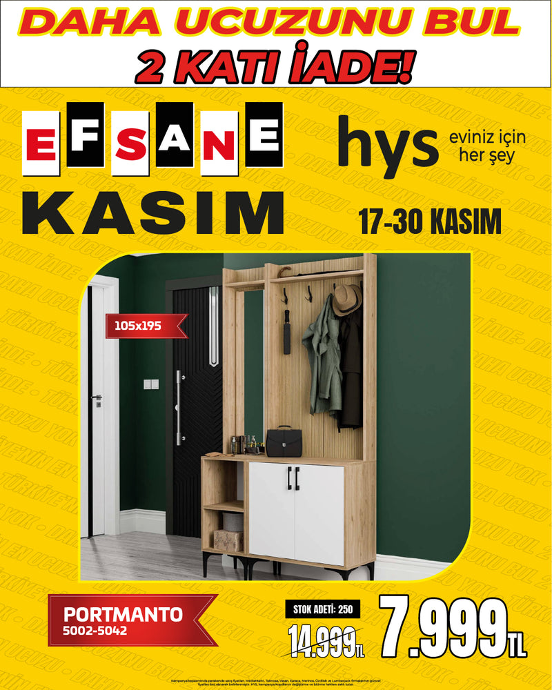 PORTMANTO Modern Çok Amaçlı Askılı ve Kapaklı Antre Vestiyer (105x195 cm)