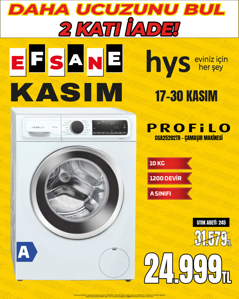 Profilo CGA25202TR 10 kg 1200 devir Çamaşır Makinesi – Beyaz