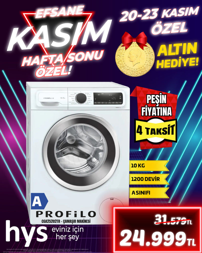 Profilo CGA25202TR 10 kg 1200 devir Çamaşır Makinesi – Beyaz