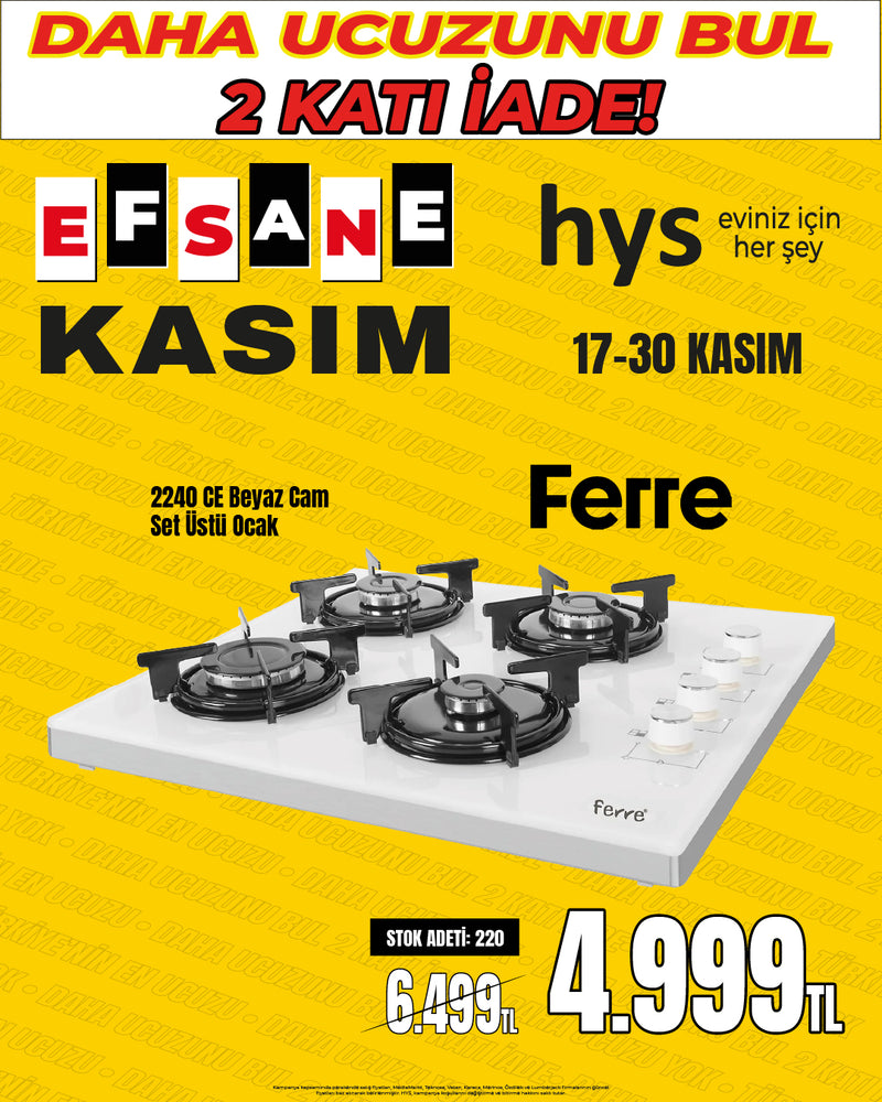 Ferre G2240 CE Gaz Kesme Emniyetli Ocak