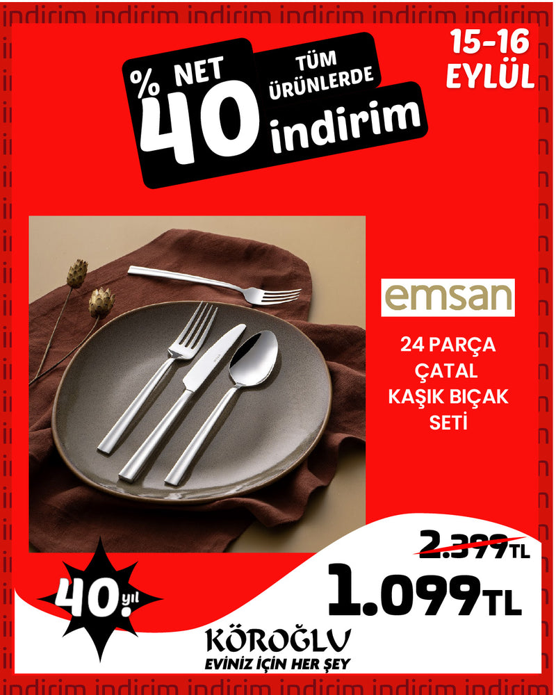 Emsan Çınar 24 Parça Çatal Kaşık Bıçak Seti