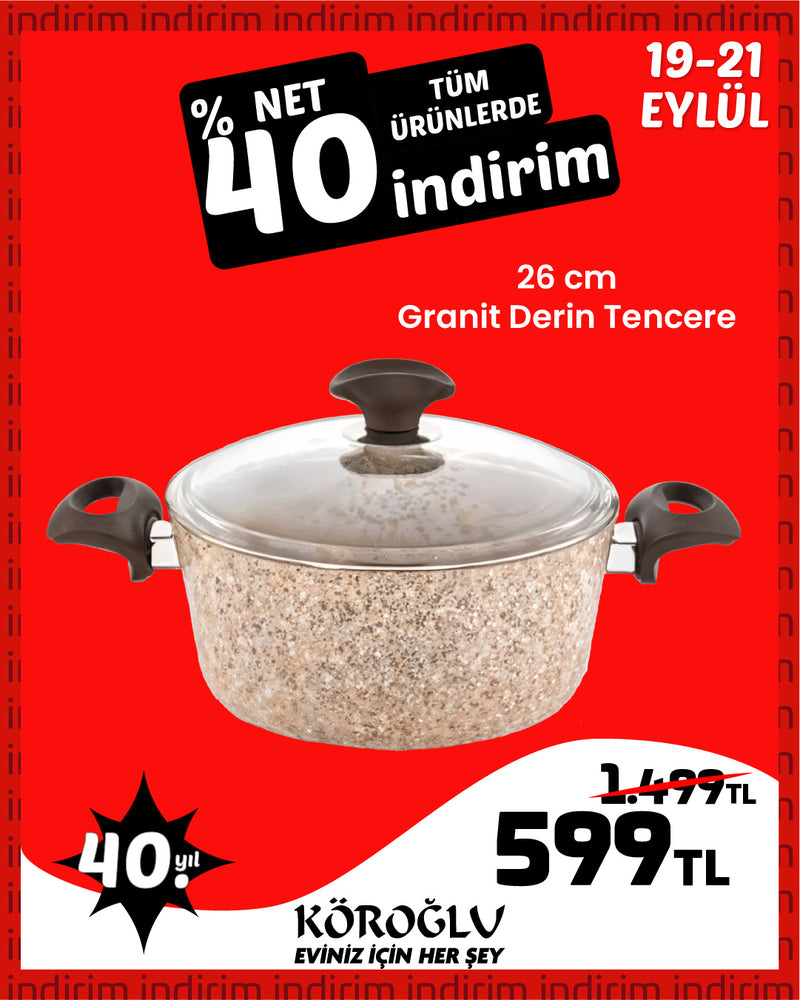 Granit Derin Tencere - 26 cm