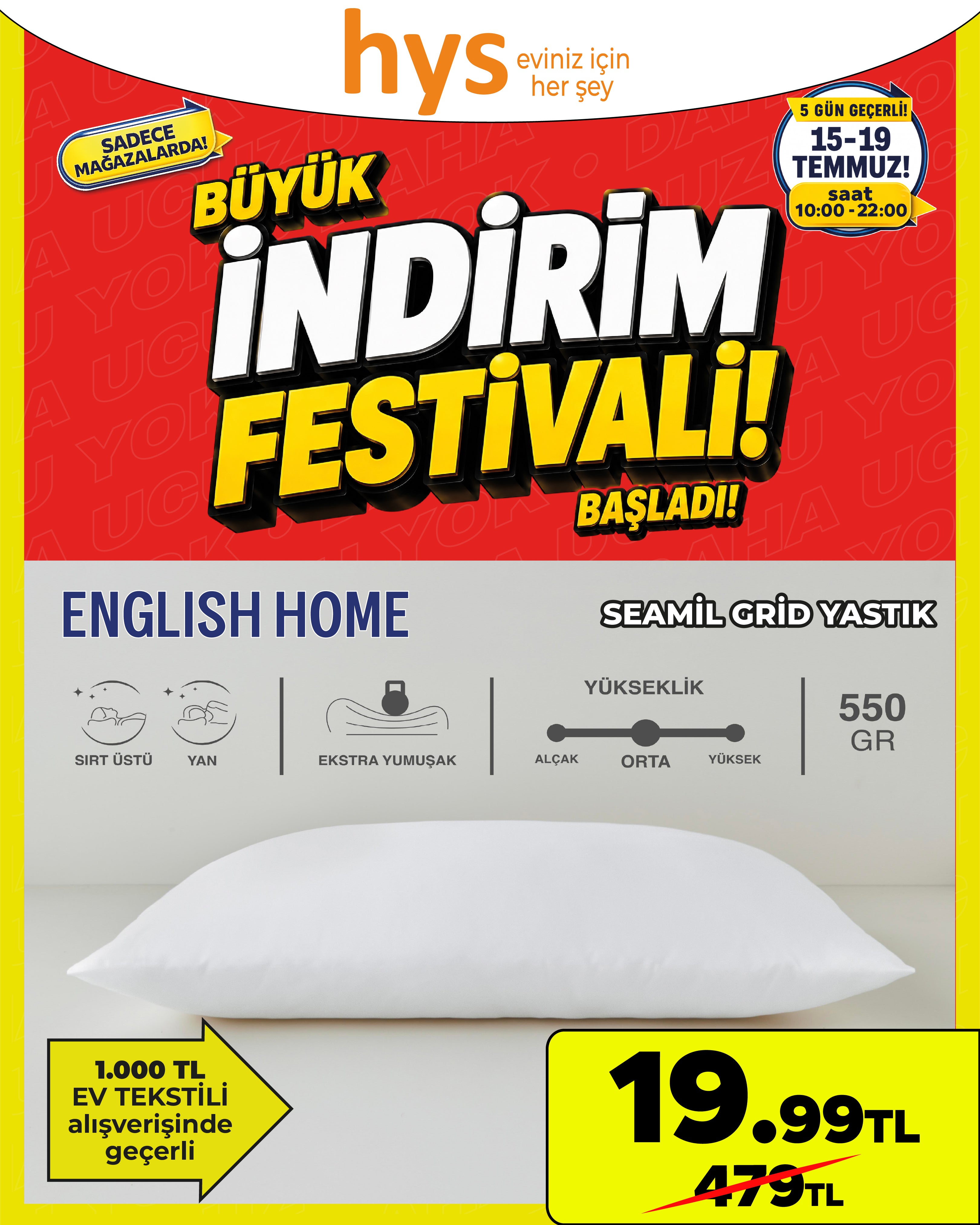 English Home Seamli Gri Yastık Ürün ana görseli