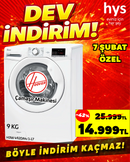 H3W 492DA4-S 9 kg 1400 Devir NFC Bağlantılı Çamaşır Makinesi - Beyaz