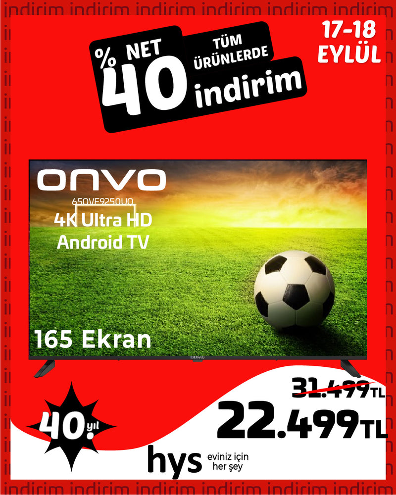 Onvo 4K Ultra HD 165 Ekran 65" Android TV 650VE9250UQ