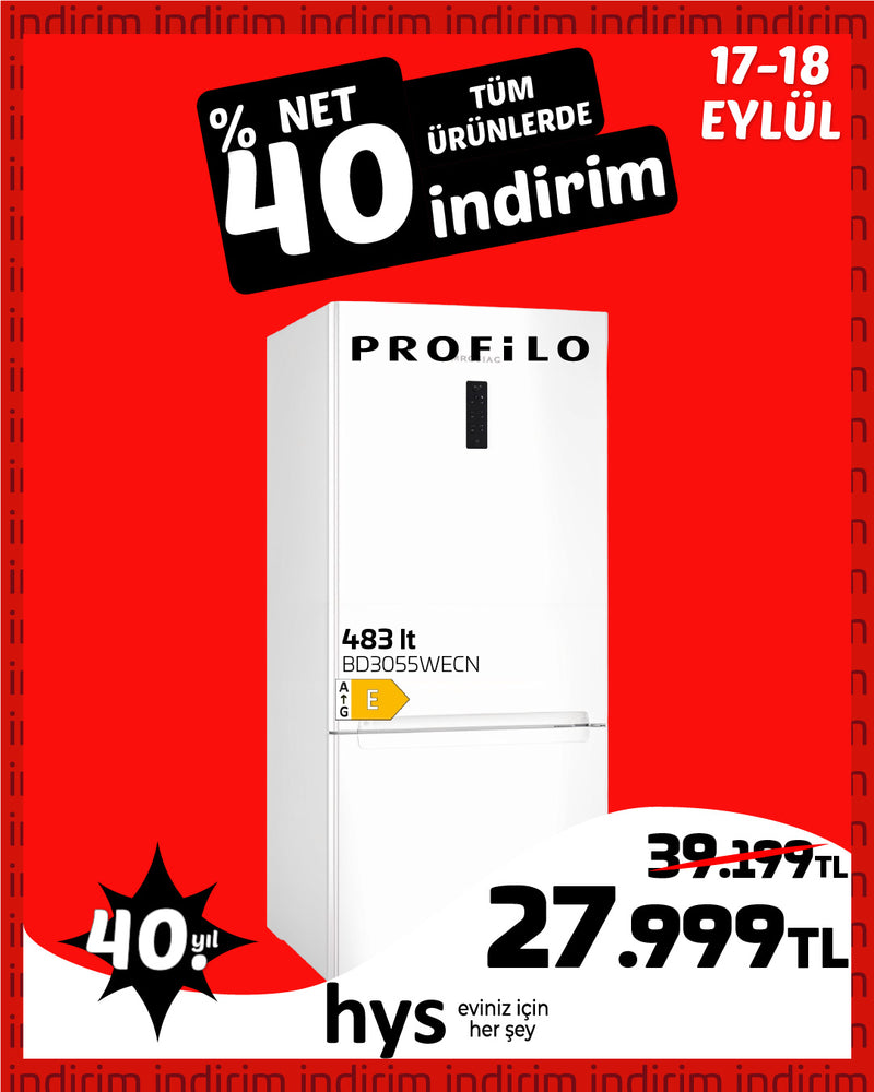 Profilo BD3055WECN Kombi Buzdolabı – Beyaz 483 Lt