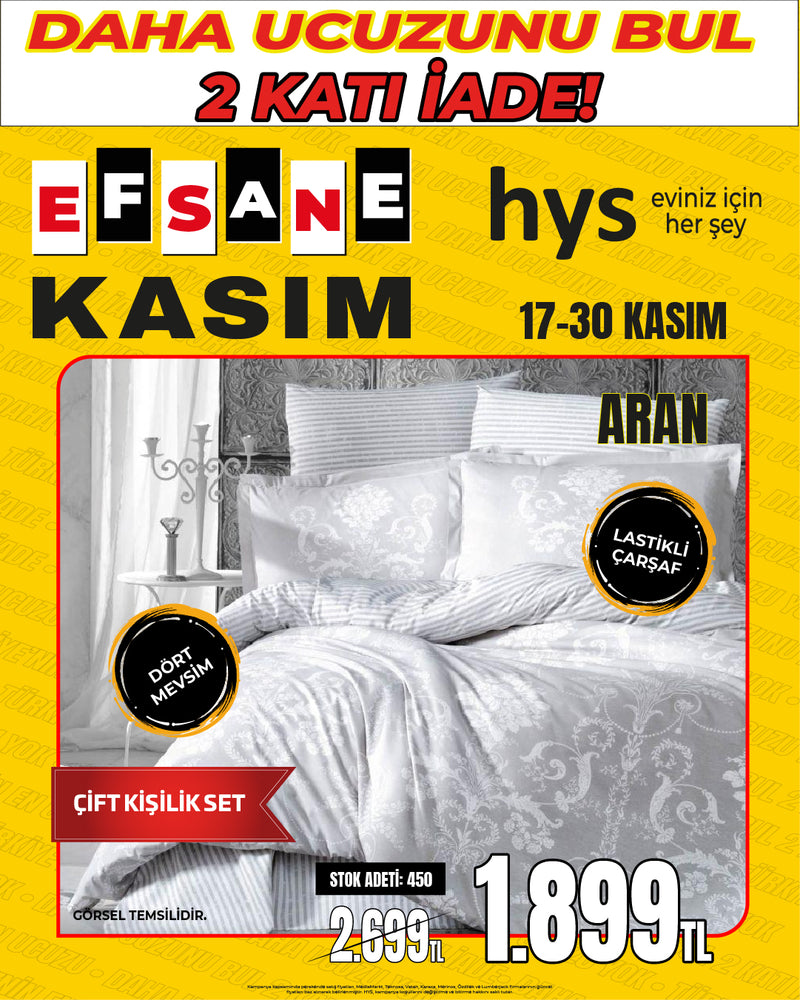 ARAN Dört Mevsim Lüks Desenli Çift Kişilik Lastikli Nevresim Takımı