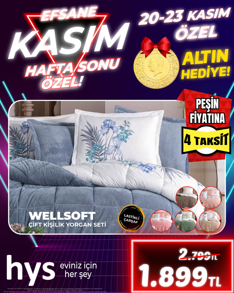 HOUSE of MOODS Wellsoft Çift Kişilik Lastikli Yorgan Seti (Farklı Renkler)