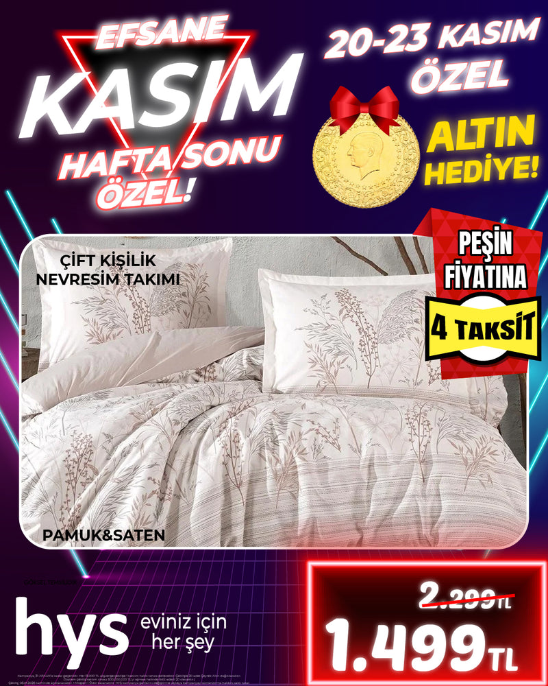 Pamuk Saten Çift Kişilik Nevresim Takımı