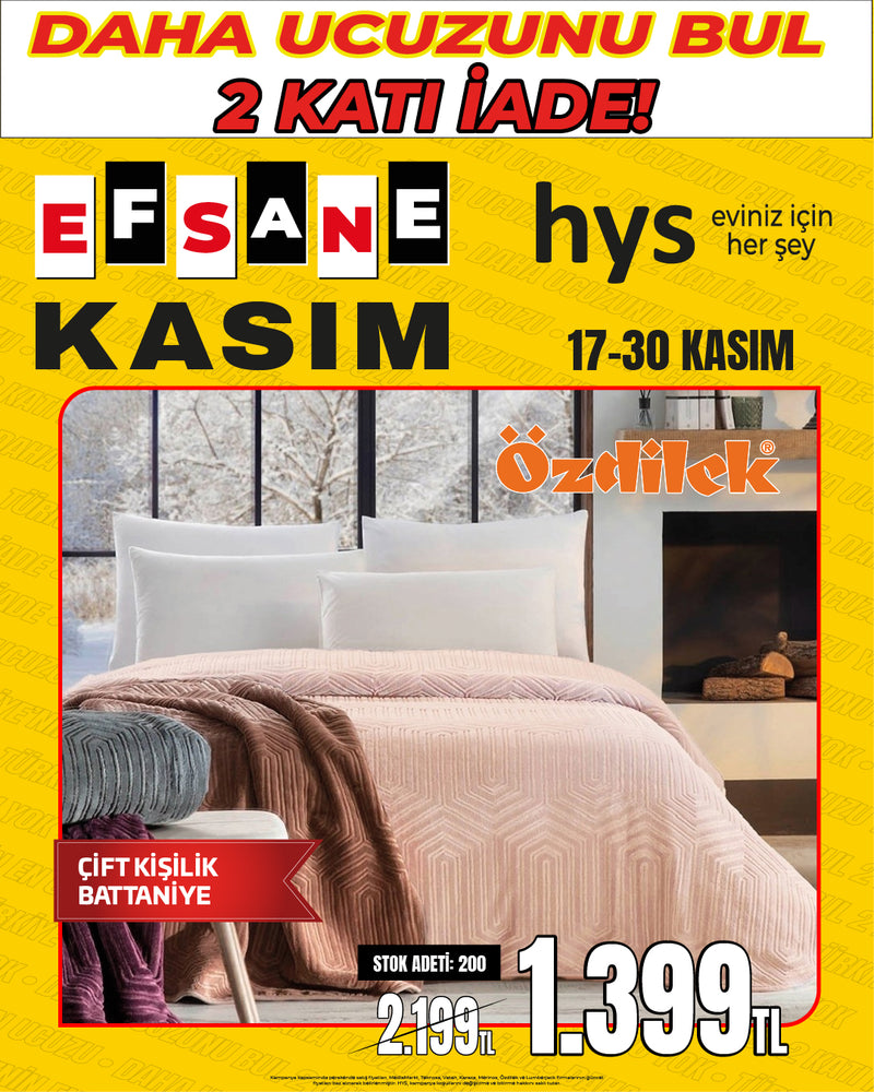 Özdilek Geometrik Desenli Yumuşak Dokulu Çift Kişilik Battaniye