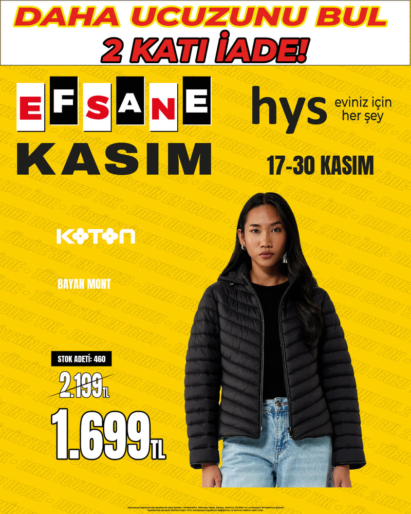 KOTON Kapüşonlu Siyah Hafif Şişme Bayan Mont