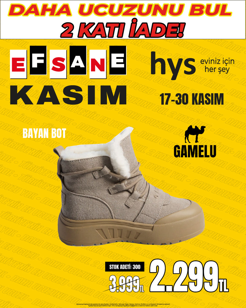 GAMELU İçi Kürklü Platform Tabanlı Kışlık Bayan Bot (Süet Görünümlü)