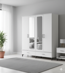 Çiçek 4 Kapılı Aynalı Dolap