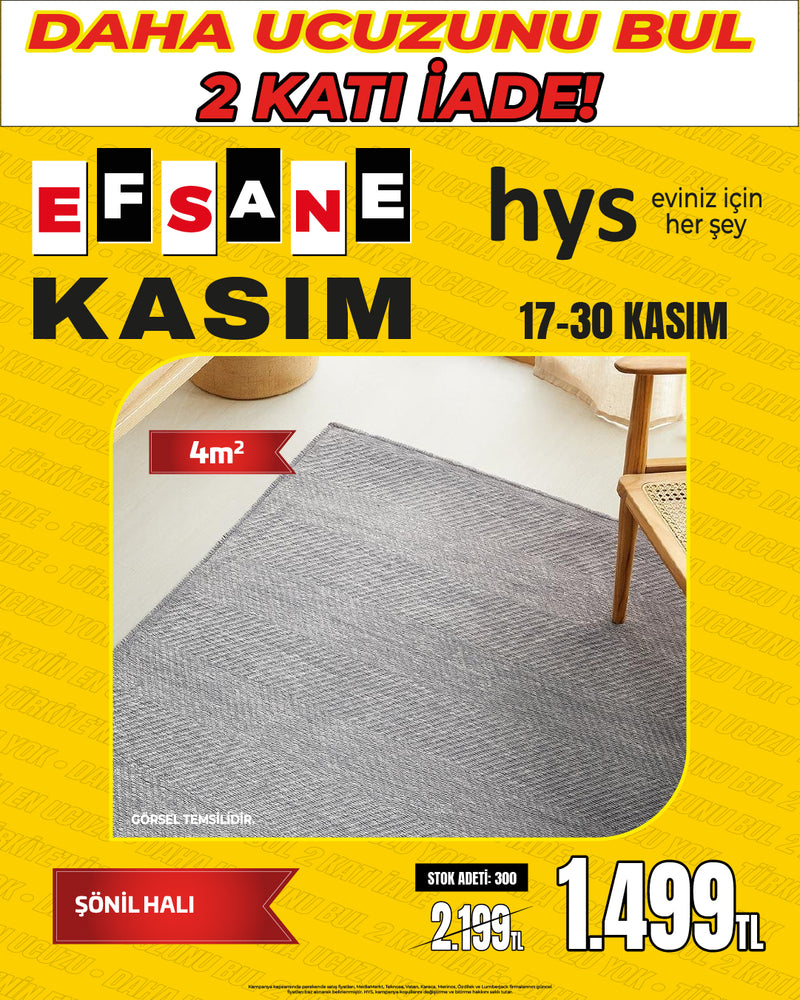 Modern Chevron Desenli Yumuşak Dokulu Şönil Halı (4 m²)