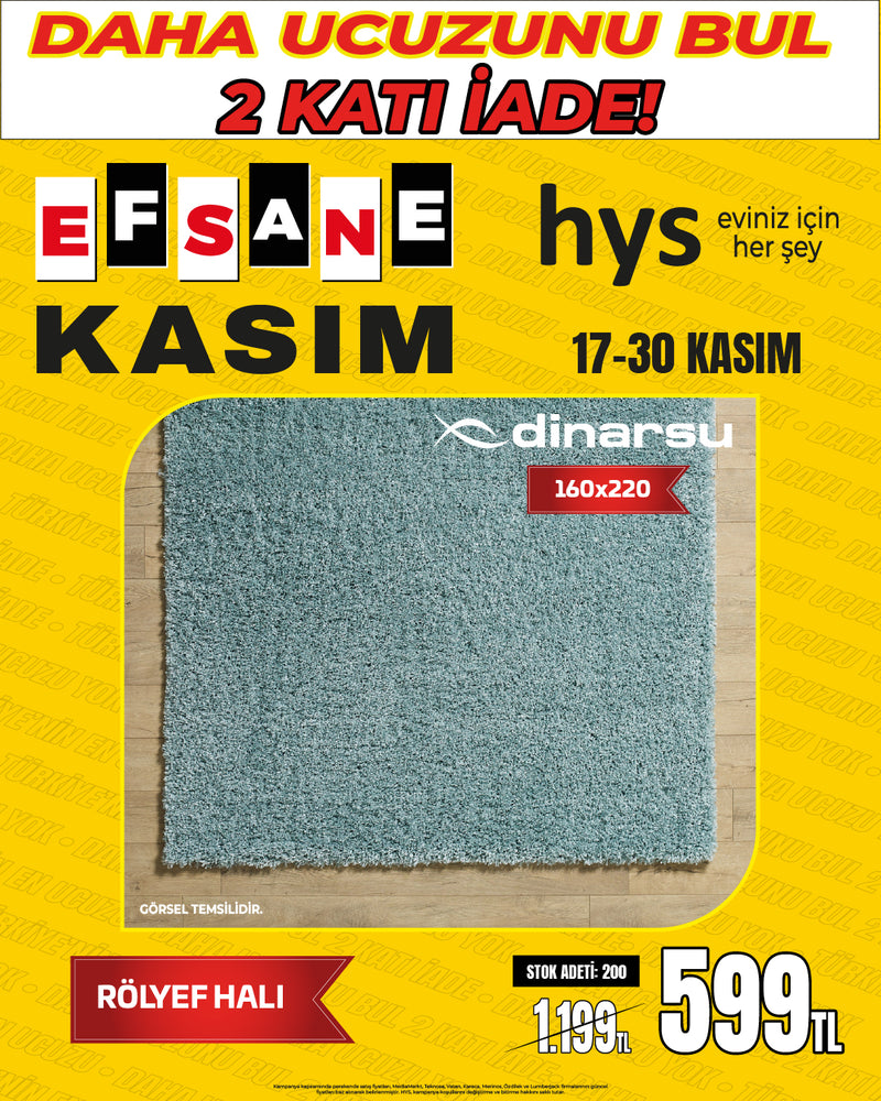 DİNARSU Modern Rölyef Halı 160x220 cm (Mint/Turkuaz)