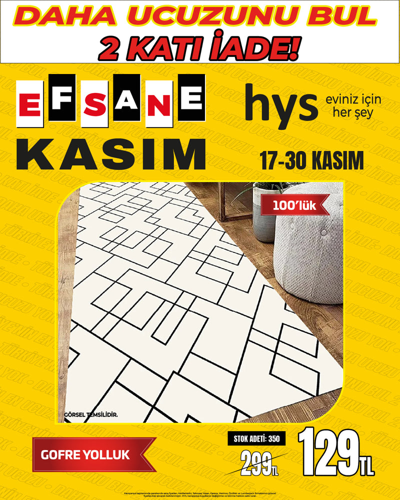 Modern Geometrik Çizgili Gofre Yolluk (100 cm En)