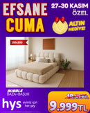 BUBBLE Pofuduk Tasarımlı Modern Lüks Baza ve Başlık Seti (150x200 cm)