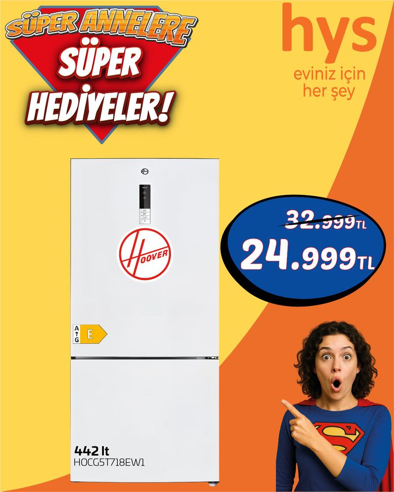 Hoover HOCG5T718EW1 H-FRIDGE 500 MAXI No Frost Buzdolabı - Akıllı Kontrol, Çift Soğutma
