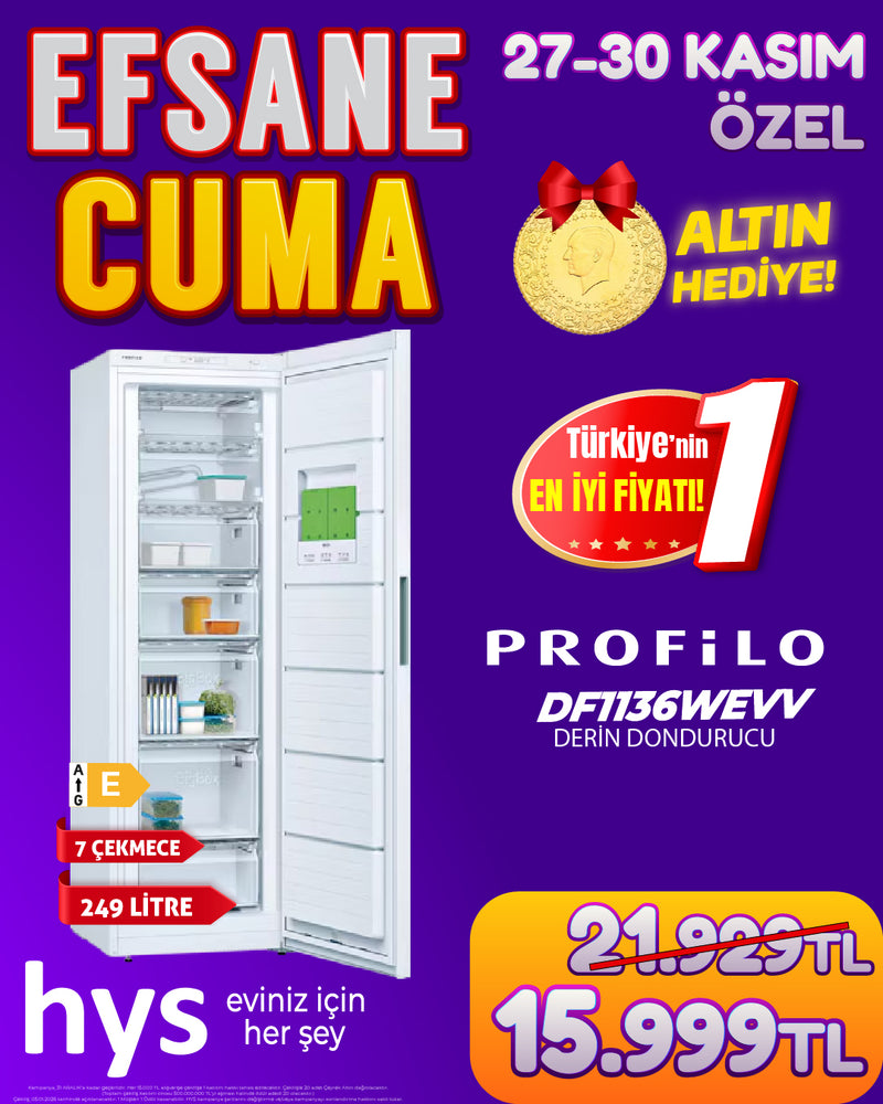 Profilo DF1136WEVV 7 Çekmeceli Dikey Derin Dondurucu – Geniş Hacim
