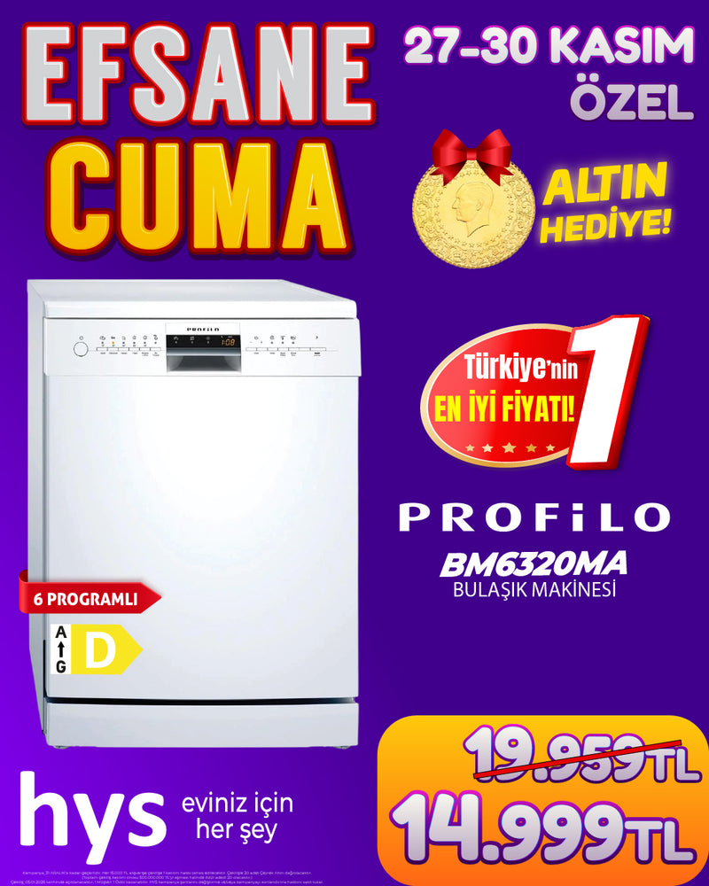 Profilo BM6320MA Solo Bulaşık Makinesi – 60 cm, Beyaz
