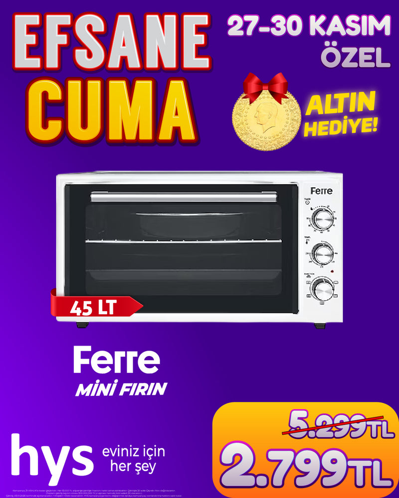 Ferre 45630 Beyaz 45 lt Mini Fırın