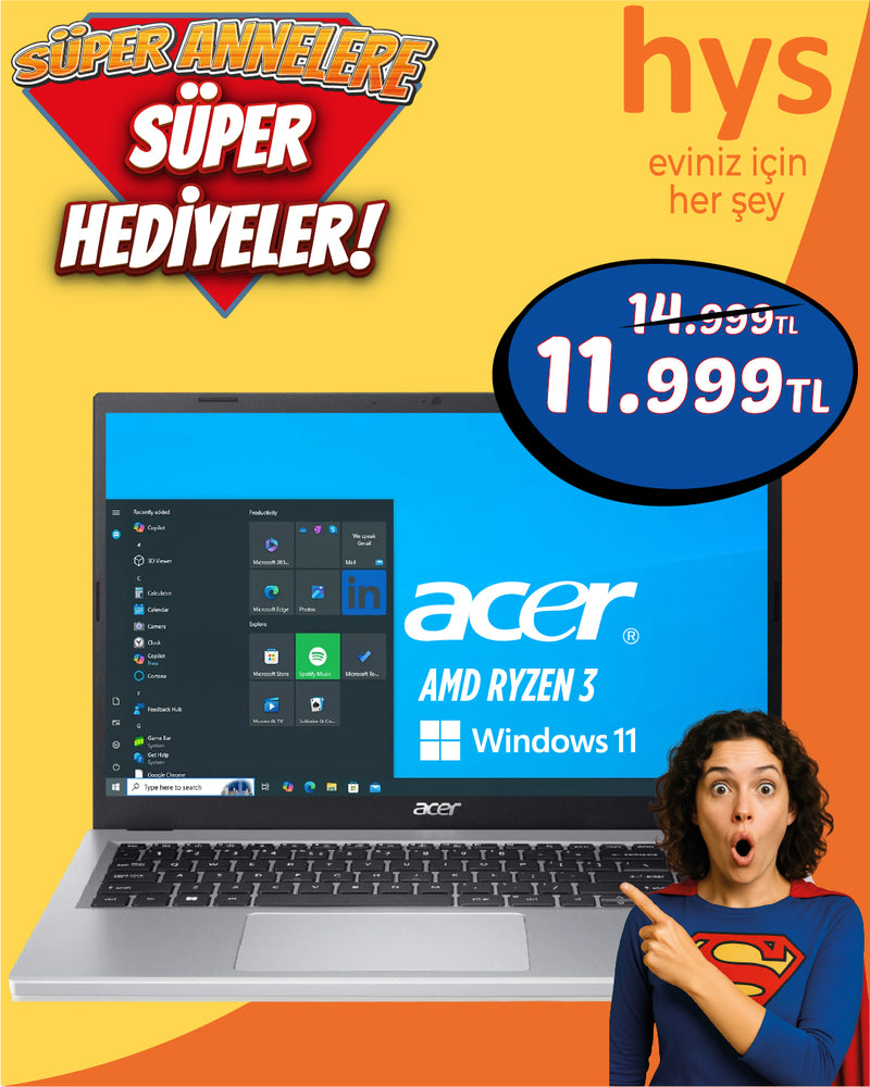 Acer AMD3 Ryzen Notebook Laptop