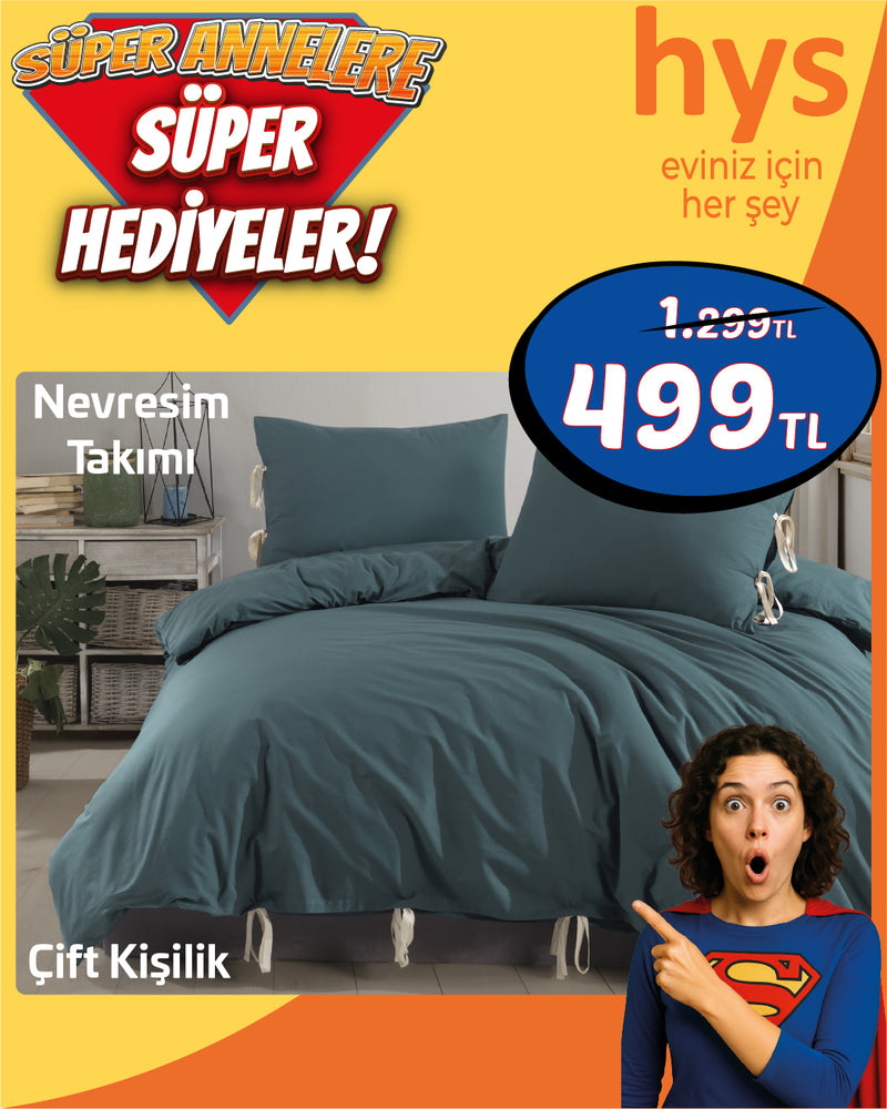 Petrol Rengi Çift Kişilik Nevresim Takımı