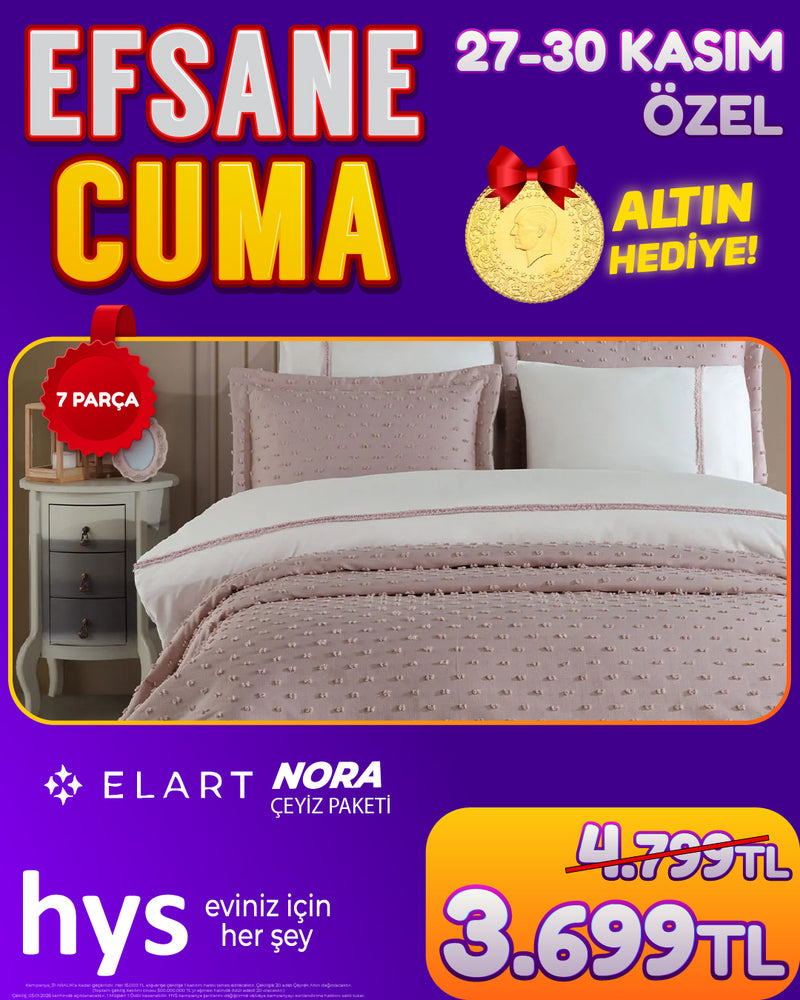 Elart Nora 7 Parça Çeyiz Paketi Gri