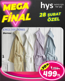 English Bornoz - Pamuklu Yumuşak Doku - Beyaz