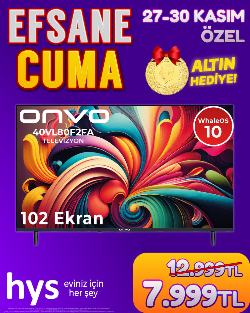Onvo 40VL80F2FA Full HD 40'' 102 Ekran Uydu Alıcılı Smart LED TV