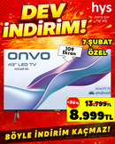 Onvo 43VL80F3FA 109 Ekran Smart LED TV