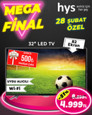 32" Uydu Alıcılı Wi-Fi IP Led TV