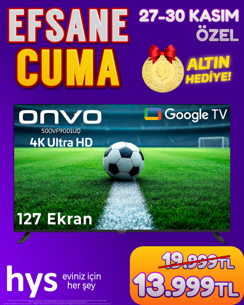 Onvo 4K Ultra HD Android 50" TV 127 Ekran 500VF9001UQ