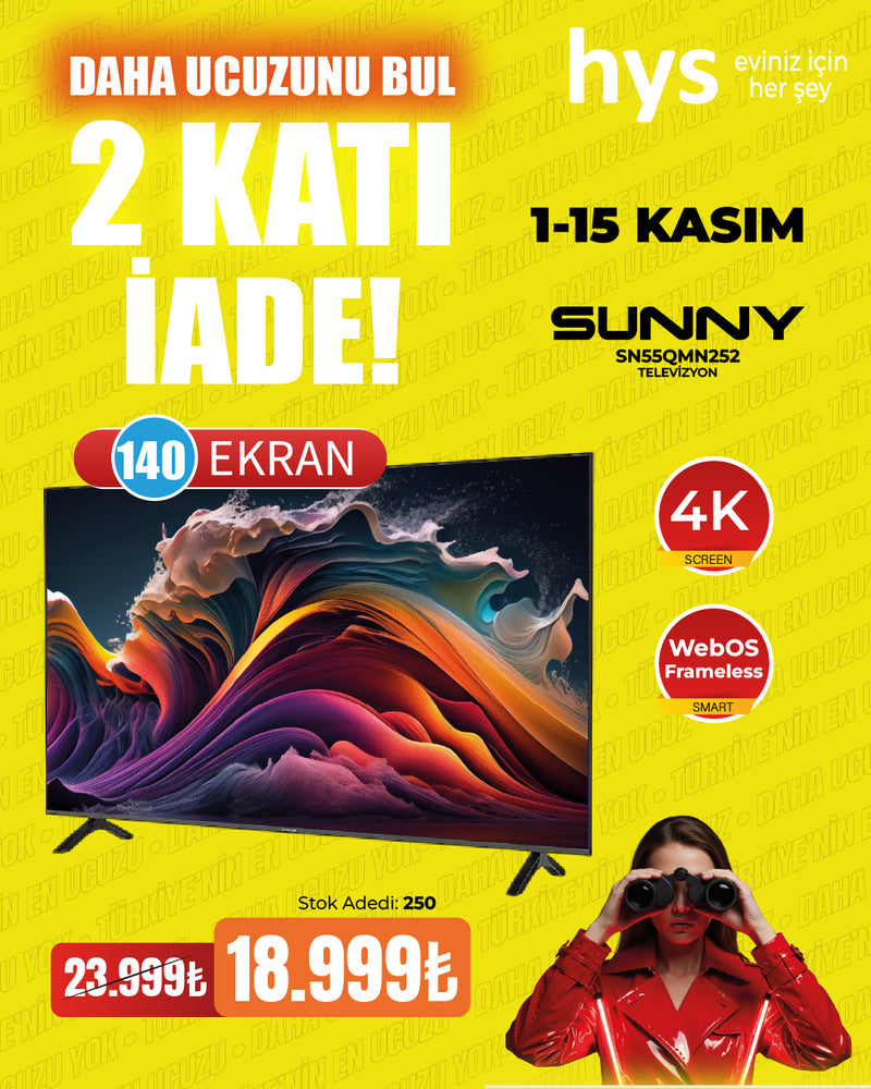 Sunny SN55QMN252 55" QLED 4K UHD Smart TV – Gelişmiş Görüntü Teknolojisi ve Akıllı Kullanım