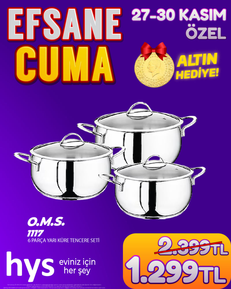 Oms 1117 6 Parça Çelik Güveç Tencere Seti