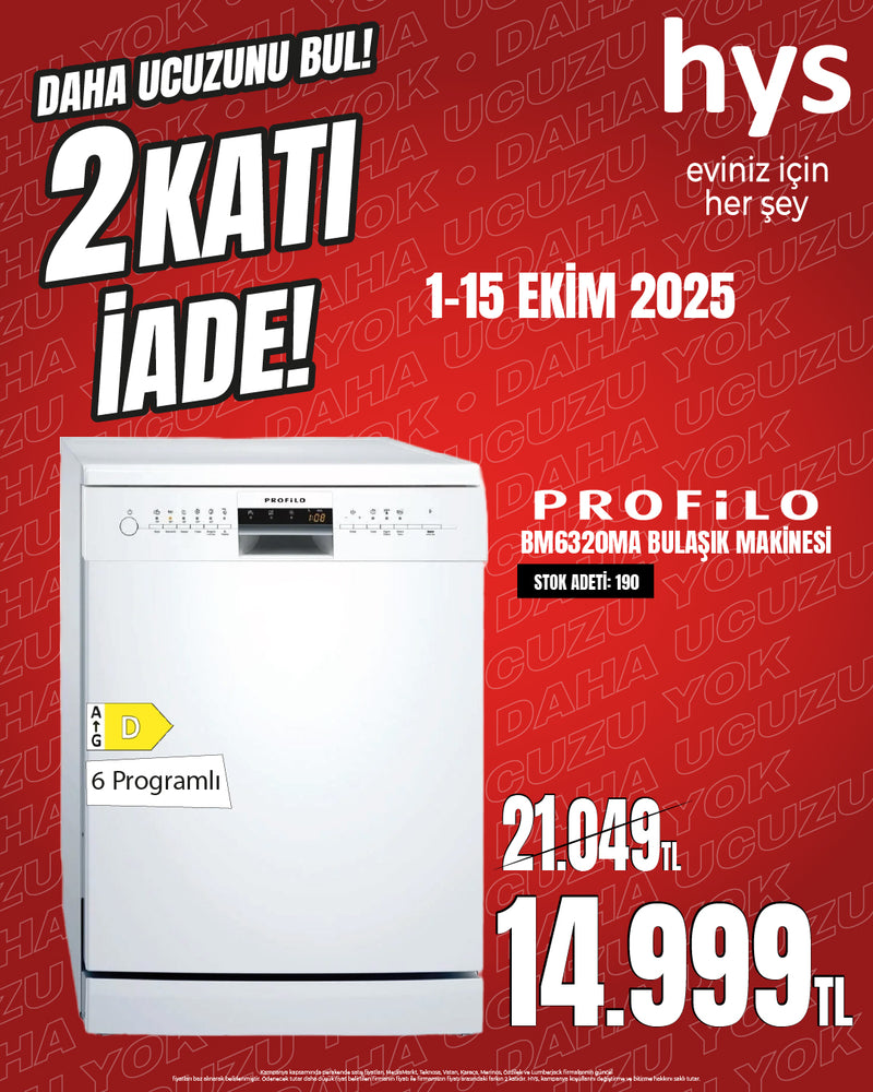Profilo BM6320MA Solo Bulaşık Makinesi – 60 cm, Beyaz