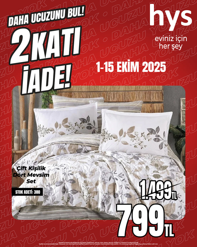 Azura Çift Kişilik Nevresim Takımı Yaprak Desen