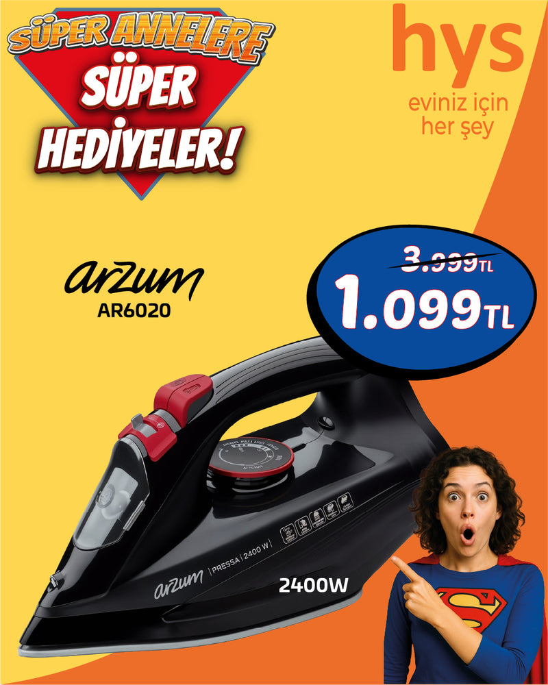 Arzum AR6020 Pressa Buharlı Ütü 2400W 35Gr/Dk