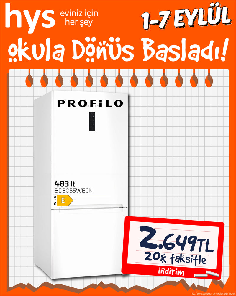 Profilo BD3055WECN Kombi Buzdolabı – Beyaz 483 Lt