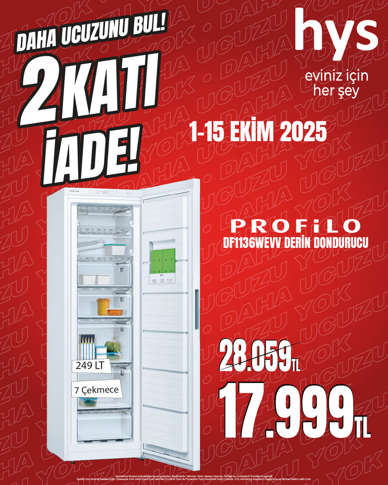 Profilo DF1136WEVV 7 Çekmeceli Dikey Derin Dondurucu – Geniş Hacim