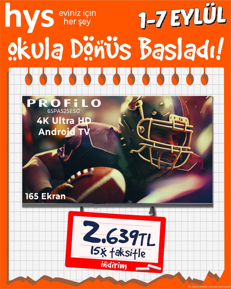 Profilo 65" 65PA525ESG 165 Ekran 4K UHD Smart Android Wifi Çerçevesiz Uydu Alıcılı Gri TV
