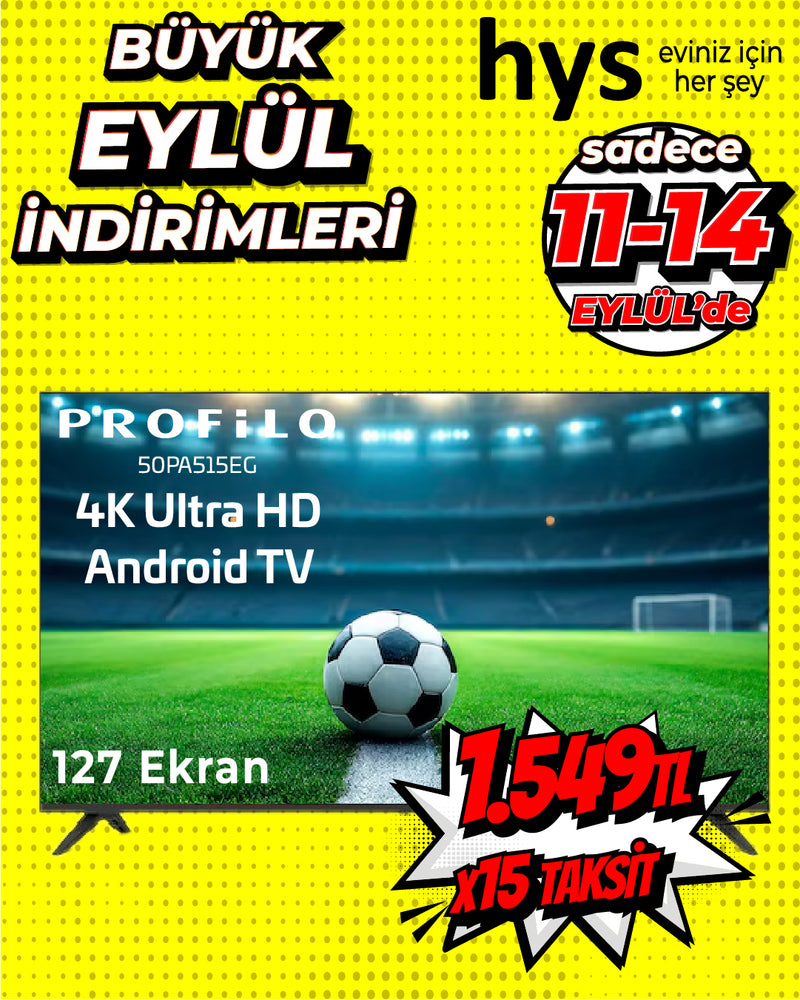 Profilo 50" 50PA515EG 127 Ekran 4K UHD Smart Android Wi-Fi Uydu Alıcılı LED TV