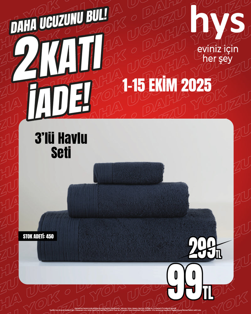 Premium 3'lü Ev Havlusu Seti