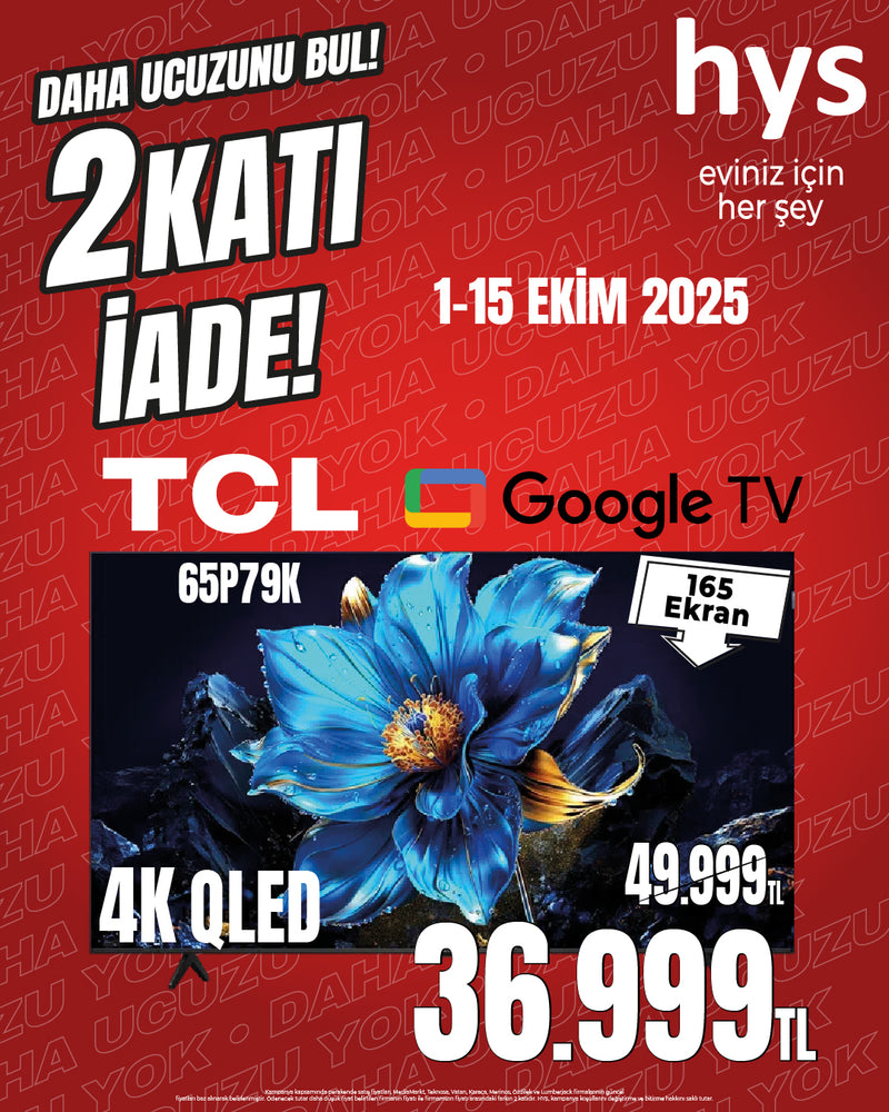 TCL 65P79K 65" 165 Ekran Uydu Alıcılı 4K Ultra HD Google Smart QLED TV