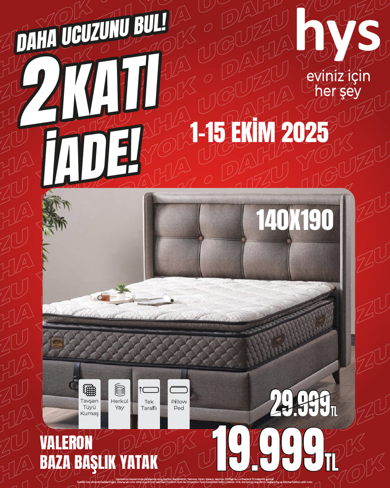 Valeron Yatak Baza Başlık Takımı Çift Kişilik